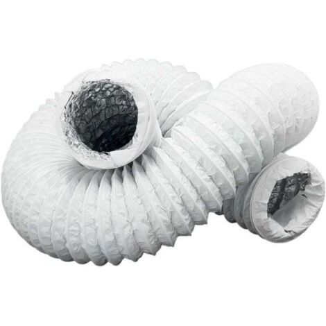 Alliandisulisem Abluftschlauch - Mit Aluminiumisolierung - Pvc - Flexibel - Lüftungsschlitze - Für Klimaanlagen, Wäschetrockner (weiß, Ø 150 Mm - 5 M)