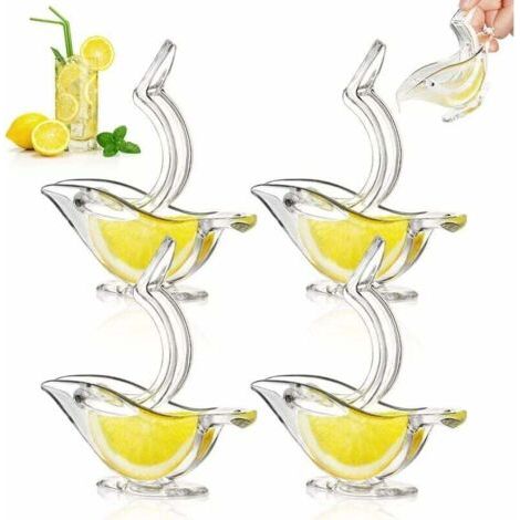 Alliandisp Deluxe Design Zitronenpresse Für Einzelpersonen – Manuelle Zitruspresse – Handpresse – Servierschale Aus Acryl – Transparente Servierschale – 4-teilig – Weiß