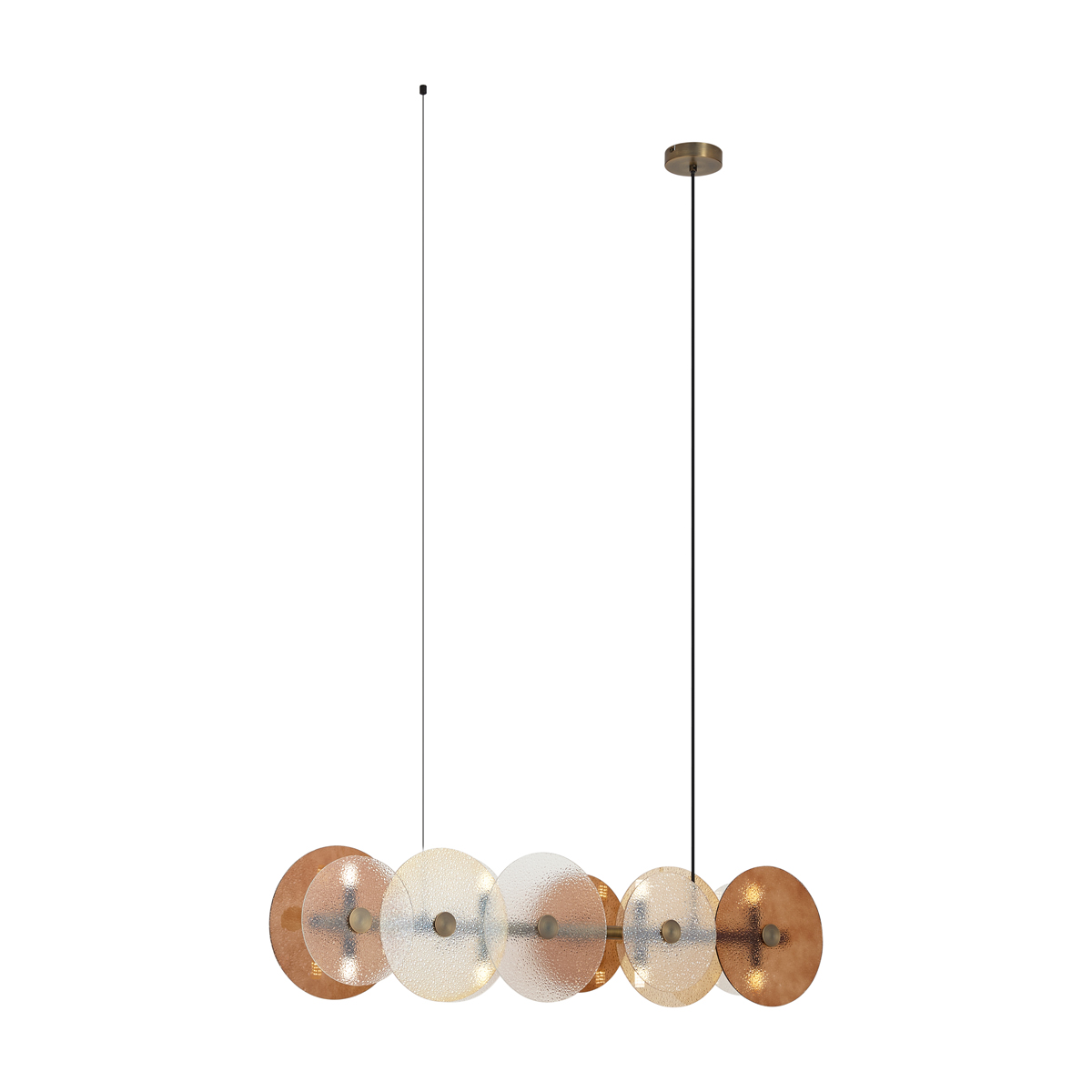 Qazqa Art-déco-pendelleuchte Bronze Mit Amberglas Gerade