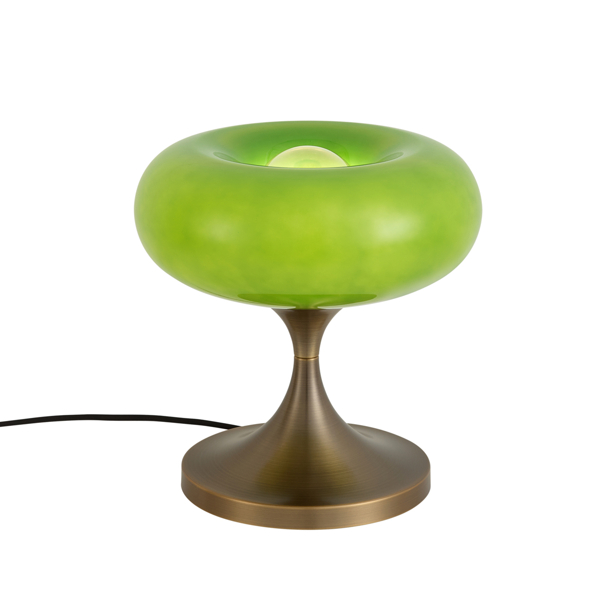 Qazqa Retro-tischleuchte Dunkelbronze Mit Grünem Glasschirm 31 Cm