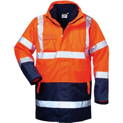 Warnschutzparka TRAVIS 23549, warnorange/marineblau, Größe 3XL