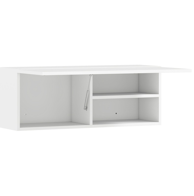 Wand-badschrank Aus Weißem Holz Mit Klapptür Und Gasdruckdämpfer 80 X 25 X 30 Cm Modenuit