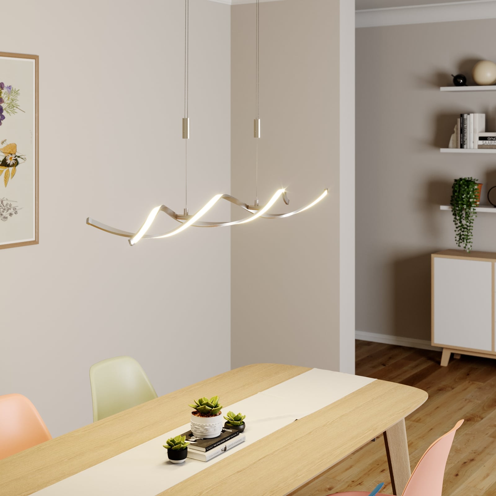 [gebraucht] B-ware Lindby Hängelampe Hängeleuchte Auron Led Pendelleuchte Dimmbar Nickel 115x180cm
