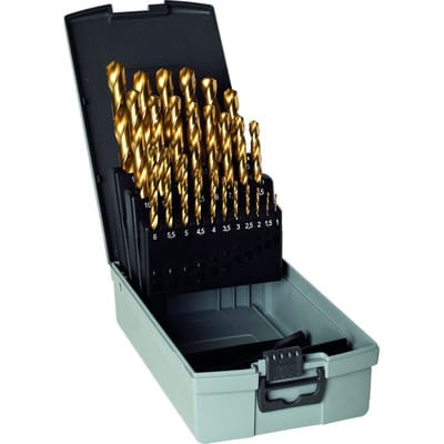 Spiralbohrer-Set 17 DIN 338 HSS N TiN M5-M12 1/64 steigend