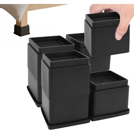 Set Mit 8 Verstellbaren Möbelfüßen (5 Cm, 10 Cm, 15 Cm) – Stapelbar – Tischbeinverlängerungen, Bettbeinerhöhungen, Rutschfeste Sofabeinerhöhungen