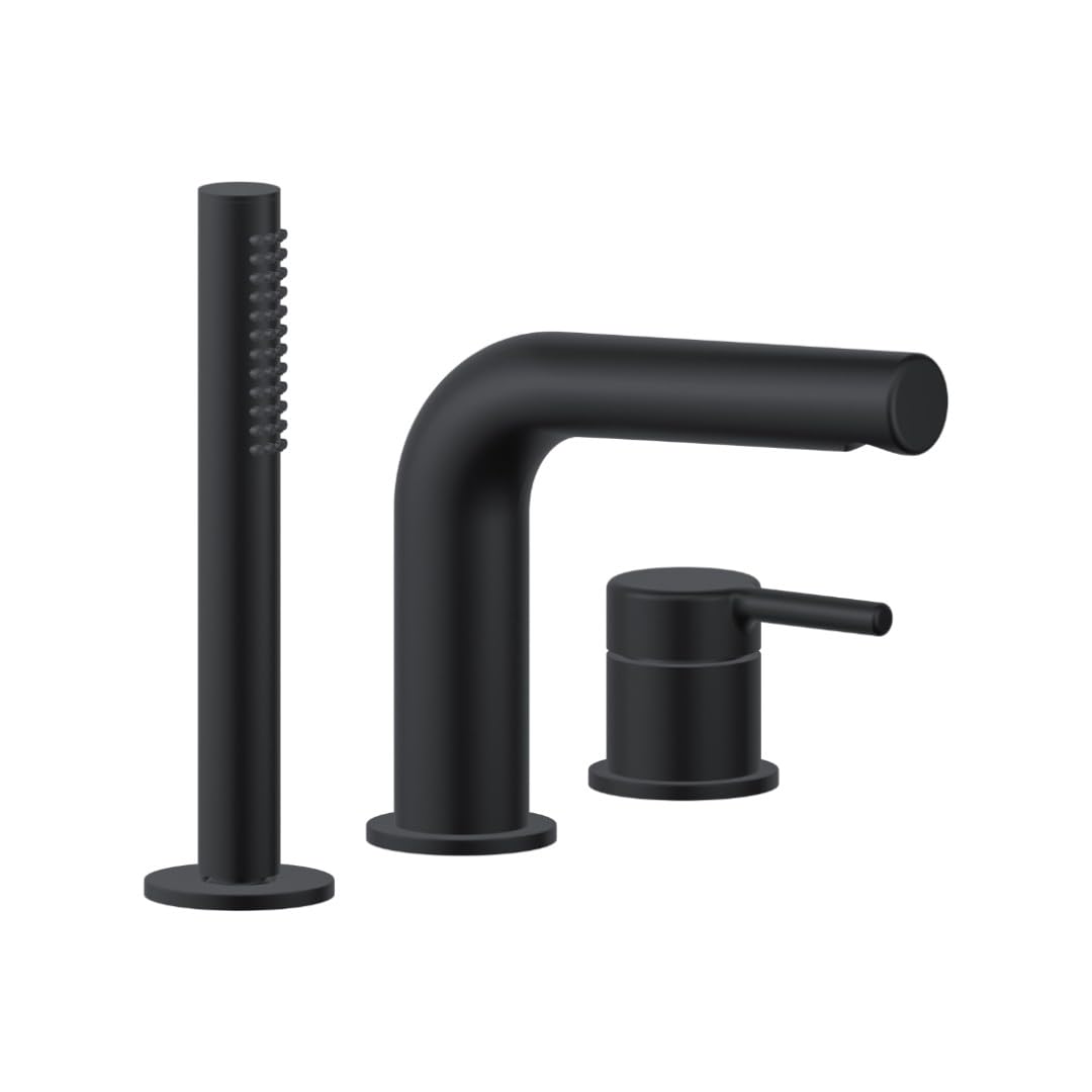 Ecolam 3 Loch Wannenarmatur Pi Schwarz Matt Wannenrandarmatur Badewanne Mischbatterie Handbrause Mattschwarz Black