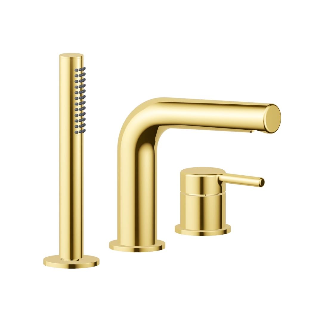Ecolam 3 Loch Wannenarmatur Pi Gold Glänzend Wannenrandarmatur Mischbatterie Handbrause Messing