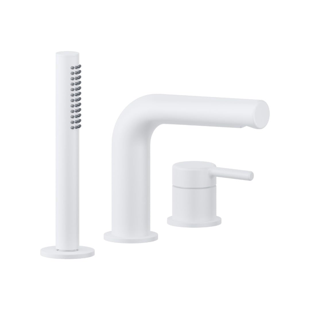Ecolam 3 Loch Wannenarmatur Pi Weiß Matt Wannenrandarmatur Mischbatterie Handbrausewhite