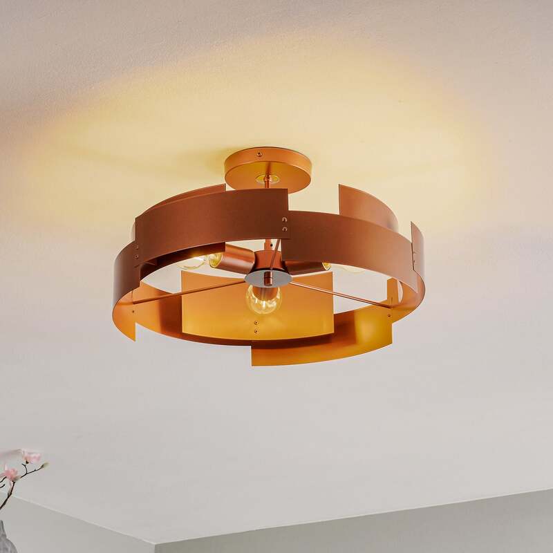 [neuwertig] B-ware Deckenleuchte Tori Kupfer Euluna 3-flammig Dimmbar 28 Cm Hoch 48 Cm Durchmesser