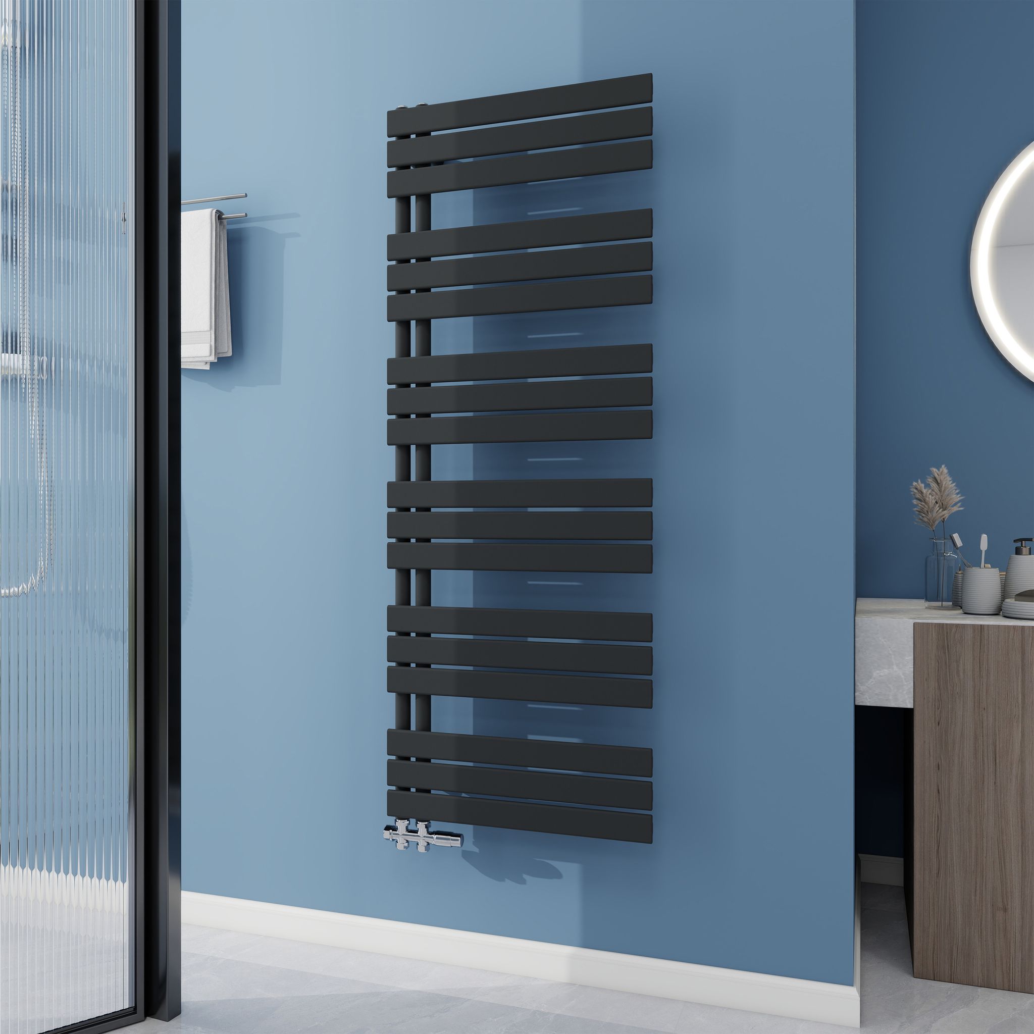 Aica Badheizkörper 1599x600 Mm, 1016w, Anthrazit Flach Handtuchwärmer Für Badezimmer, Vertikal Handtuchtrockner Mit Seitenanschluss