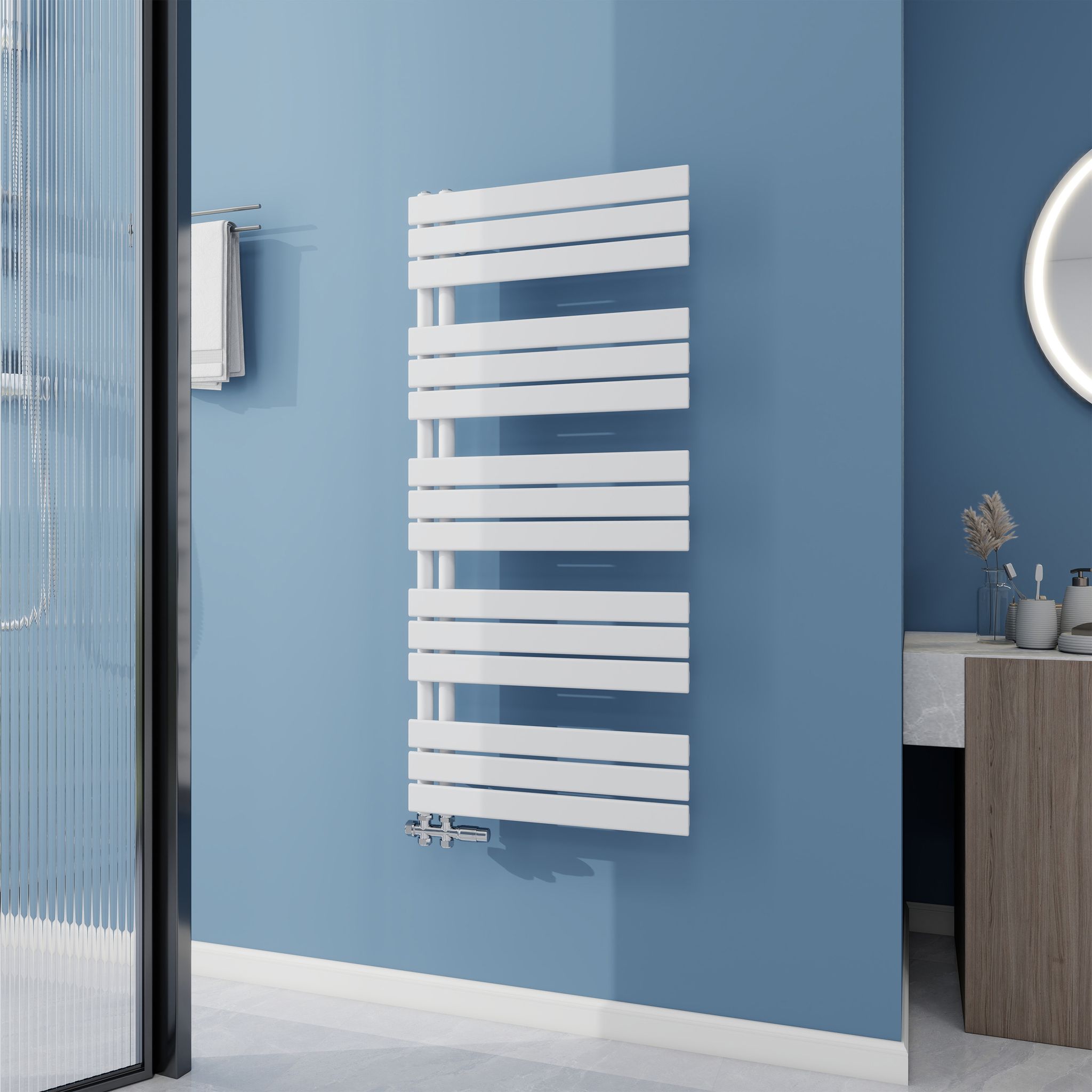 Aica Badheizkörper 1320x600 Mm, 875w, Weiß Flach Handtuchwärmer Für Badezimmer, Vertikal Handtuchtrockner Mit Seitenanschluss