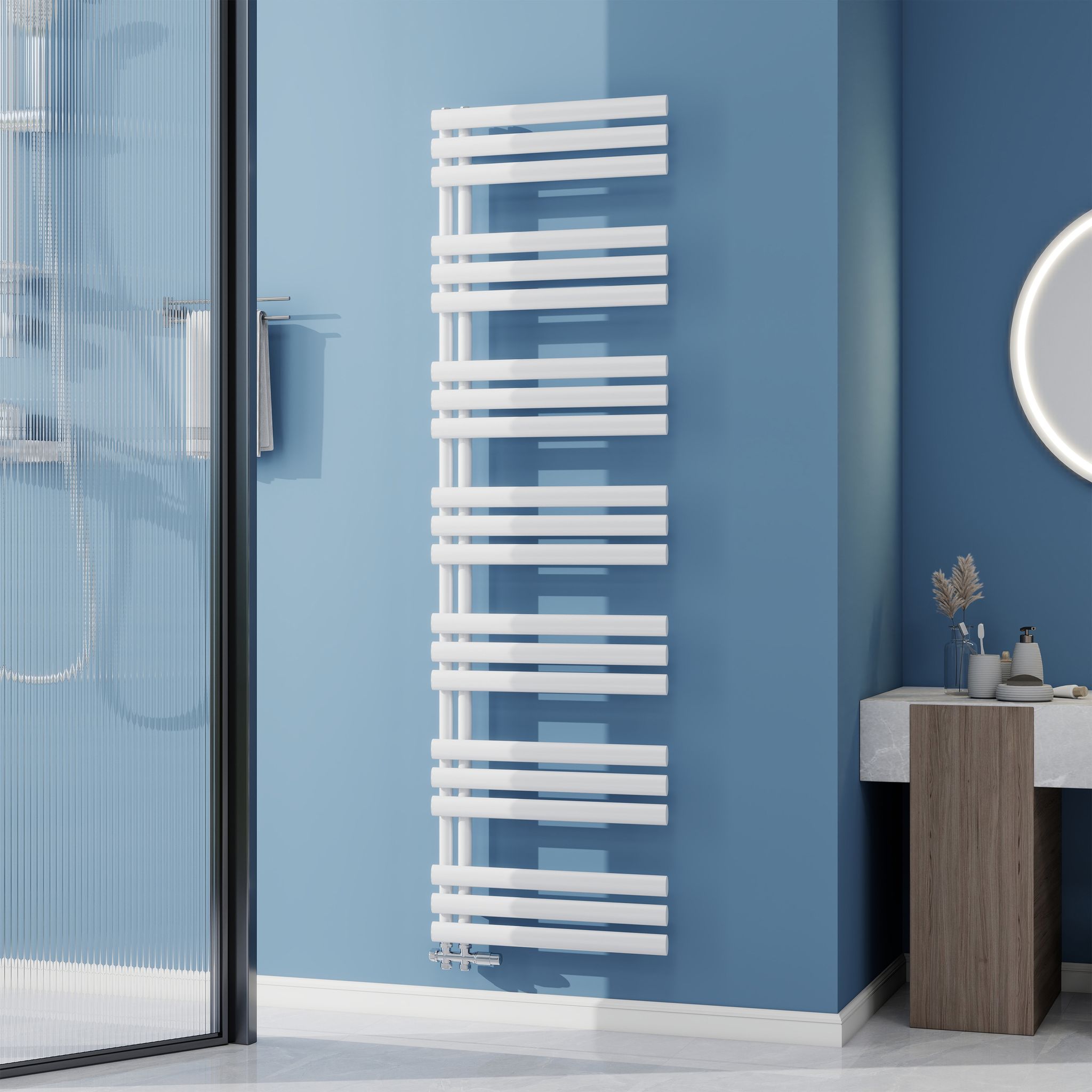Aica Badheizkörper 2055x600 Mm, 1357w, Weiß Röhren Handtuchwärmer Für Badezimmer, Vertikal Handtuchtrockner Mit Seitenanschluss
