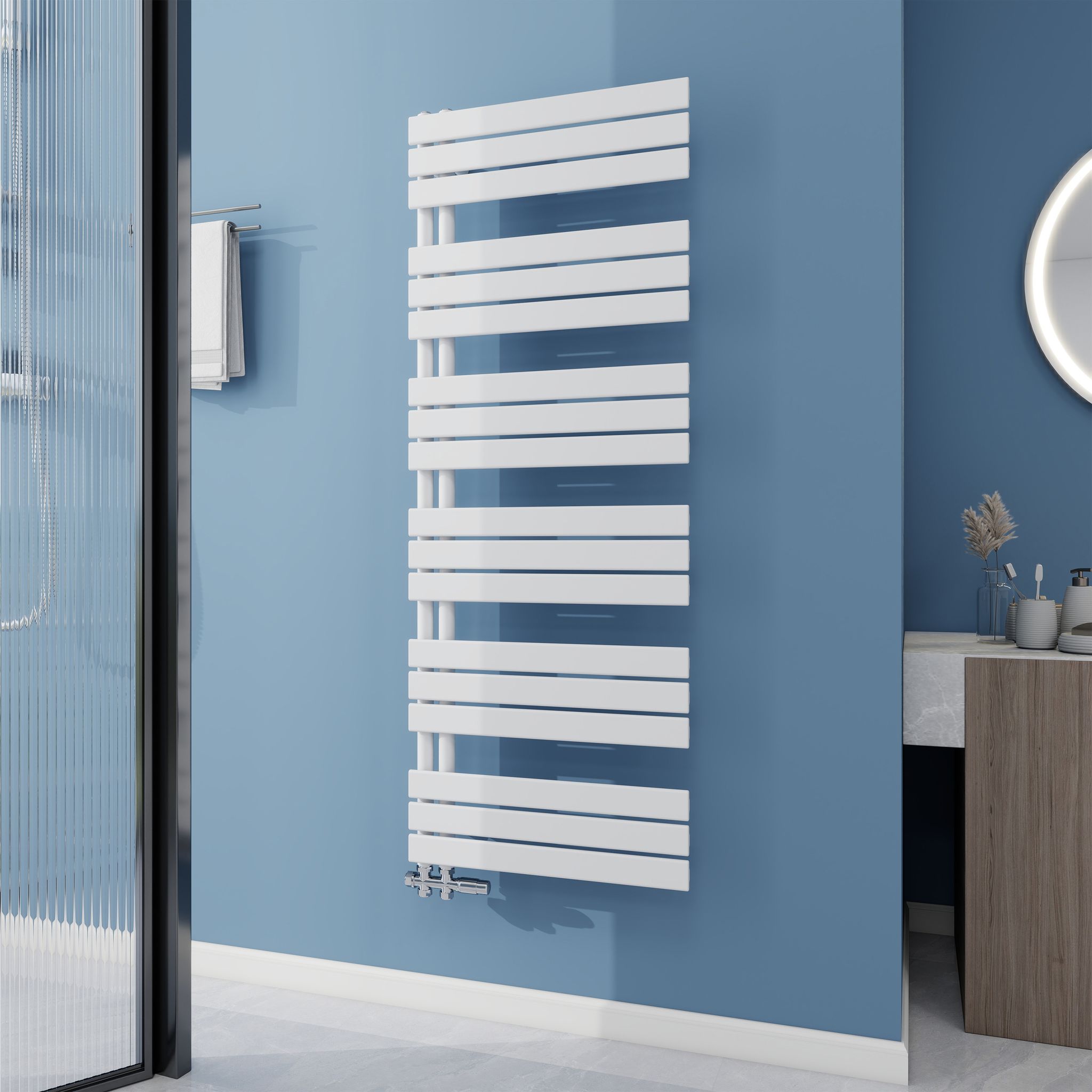 Aica Badheizkörper 1599x600 Mm, 1016w, Weiß Flach Handtuchwärmer Für Badezimmer, Vertikal Handtuchtrockner Mit Seitenanschluss