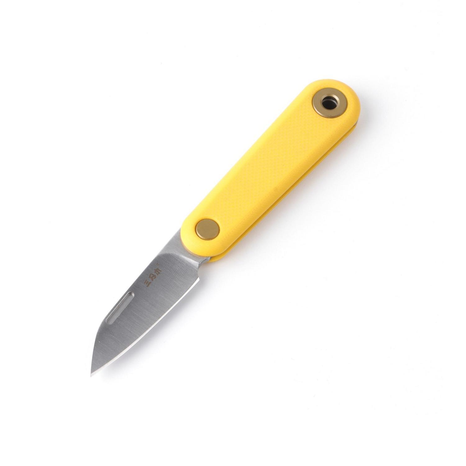 Klappmesser Mit 12c27 Stahlklinge, G10 Griff, Gelb & Silber