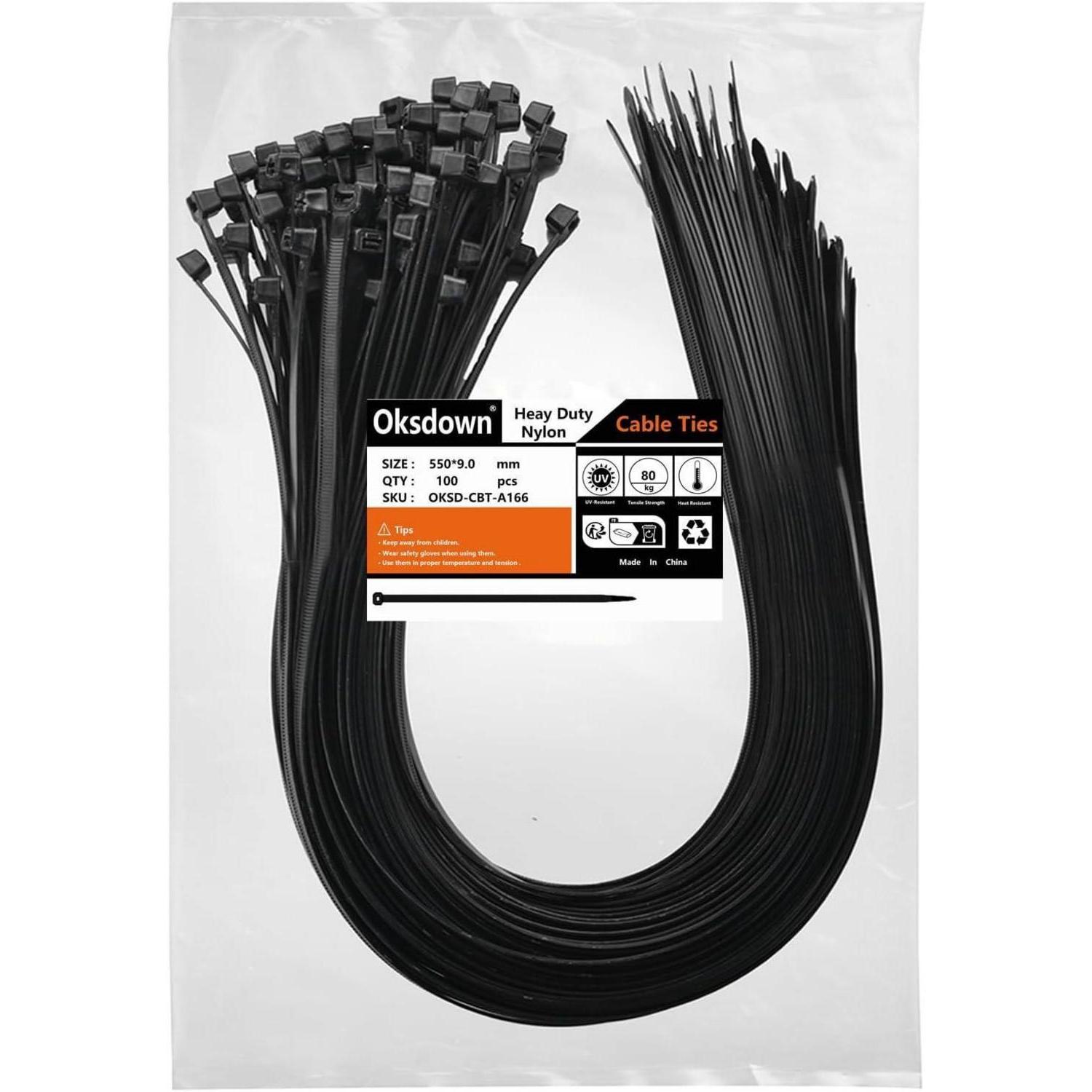 Kabelbinder 550mm Extra Stark 80kg Zugfestigkeit Uv-beständig 100 Stück Schwarz
