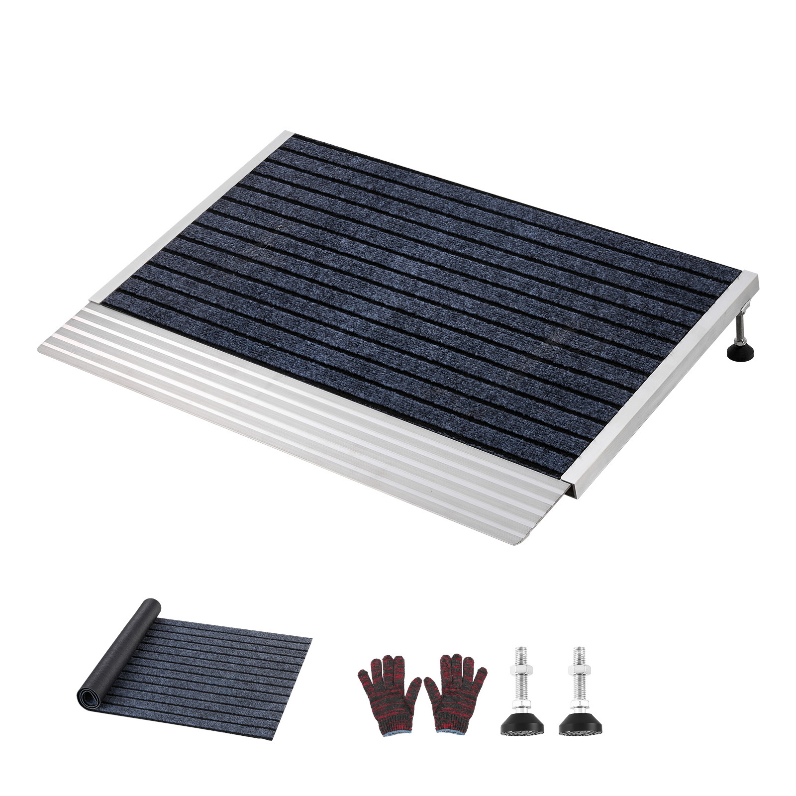 Mophorn Schwellenrampe 610 X 910 Mm, Belastbare Rampe Mit Verstellbarer Höhe, Rutschfeste Aluminium-auffahrschiene, Robuste Rampe Für Rollstühle, Scooter, Türschwellen, Bordsteine Und Treppen