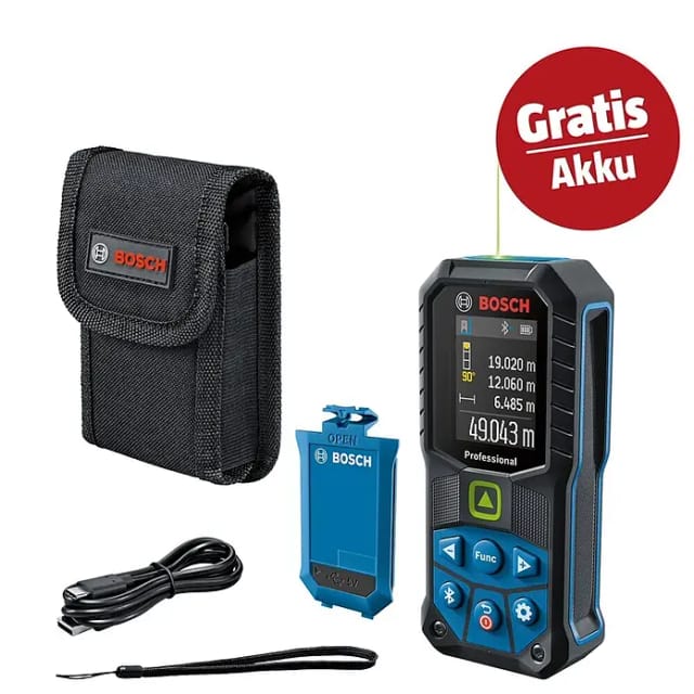 Laser-Entfernungsmesser GLM 50-27 CG mit BA 3.7V 1.0Ah A und USB-C-Kabel