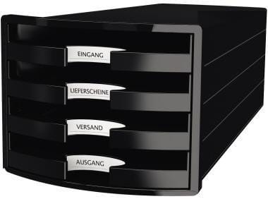 Schubladenbox IMPULS, A4/C4, schwarz, 1013-13, 4 offene Schubladen