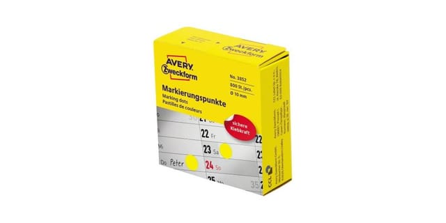 3852 Markierungspunkte, 10mm, 1 Pack/800 Etiketten, gelb