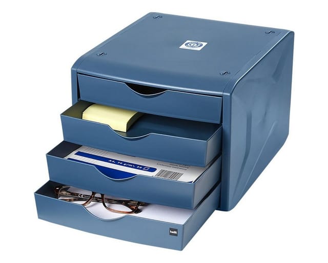 Schubladenbox the green chameleon, A4, 78x248x320mm, blau, H6429534, 4 geschl.