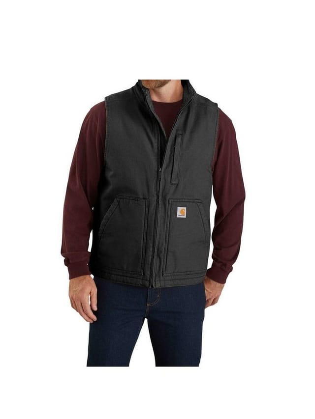Herren Weste WASHED DUCK LINED MOCK NECK VEST, schwarz, Größe M