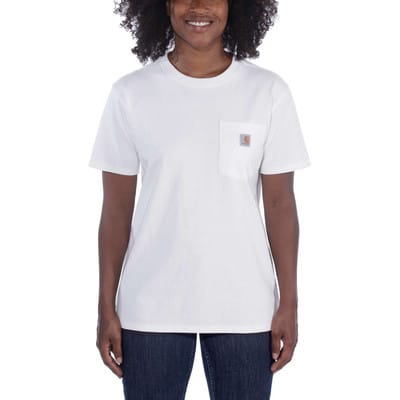 Damen T-Shirt WORKW POCKET S/S T-SHIRT, weiß, Größe M