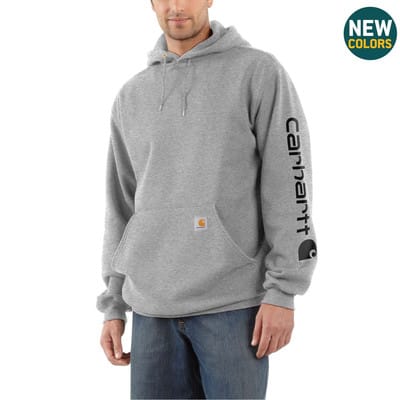 Herren Kapuzensweater SLEEVE LOGO HOODED SWEATSHIRT, heather grey/schwarz, Gr XS