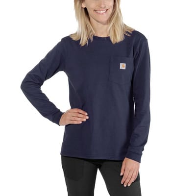 Damen Langarmshirt WORKW POCKET L/S T-SHIRT, navy, Größe M
