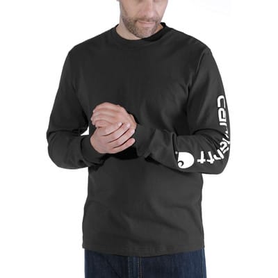 Herren T-Shirt SLEEVE LOGO T-SHIRT L/S, schwarz, Größe L
