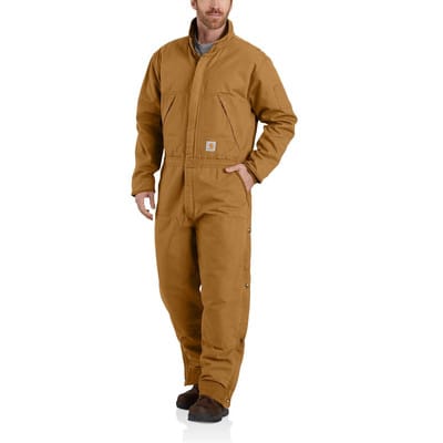 Herren Overall WASHED DUCK INSULATED COVERALL, braun, Größe 4XL