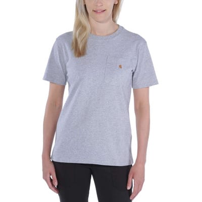 Damen T-Shirt WORKW POCKET S/S T-SHIRT, heather grey, Größe M