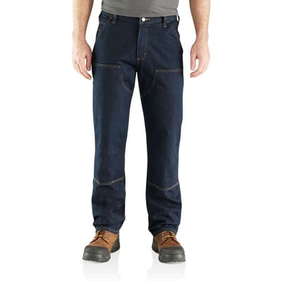 Herren Jeans Latzhose DOUBLE FRONT DUNGAREE JEANS, erie, Größe W40/L32