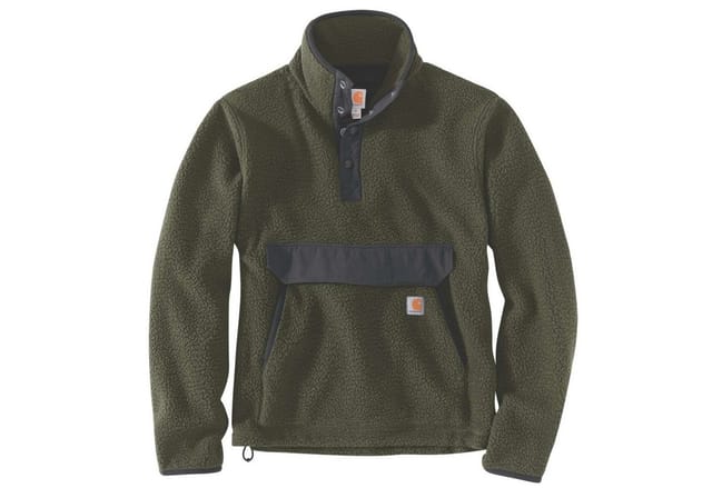 Herren Fleece-Jacke RELAXED FIT FLEECE PULLOVER, basil heather, Größe M