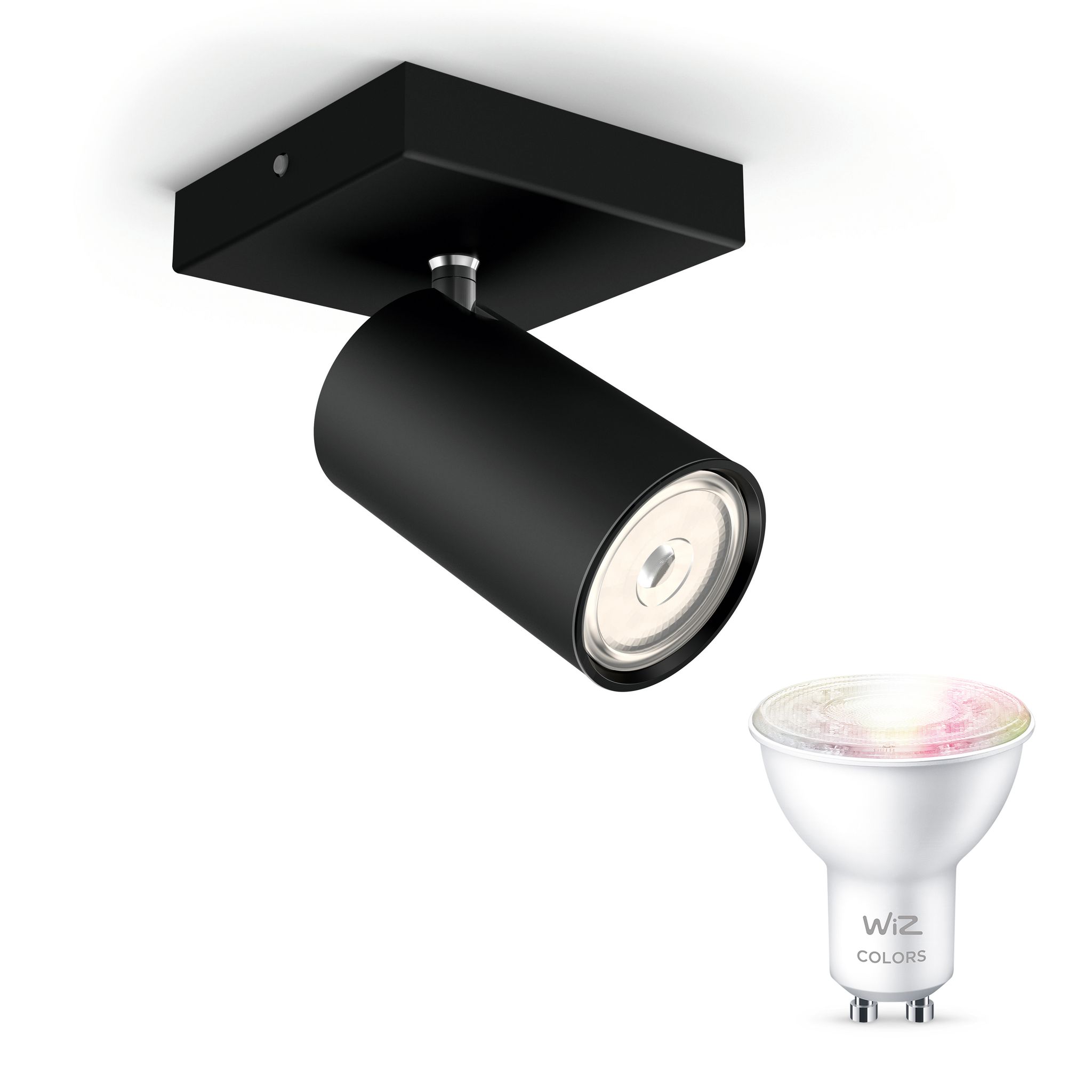 Wiz Kosipo Aufbauspot Mit 1 Lichtpunkt Gu10 (schwarz) Weißes Und Farbiges Licht - Steuerbar Über Wlan