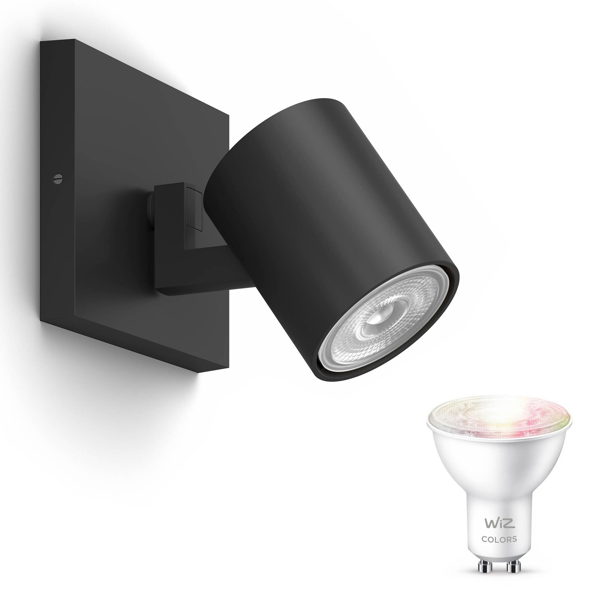 Wiz Runner Aufbauspot Mit 1 Lichtpunkt Gu10 (schwarz) Weißes Und Farbiges Licht - Steuerbar Über Wlan