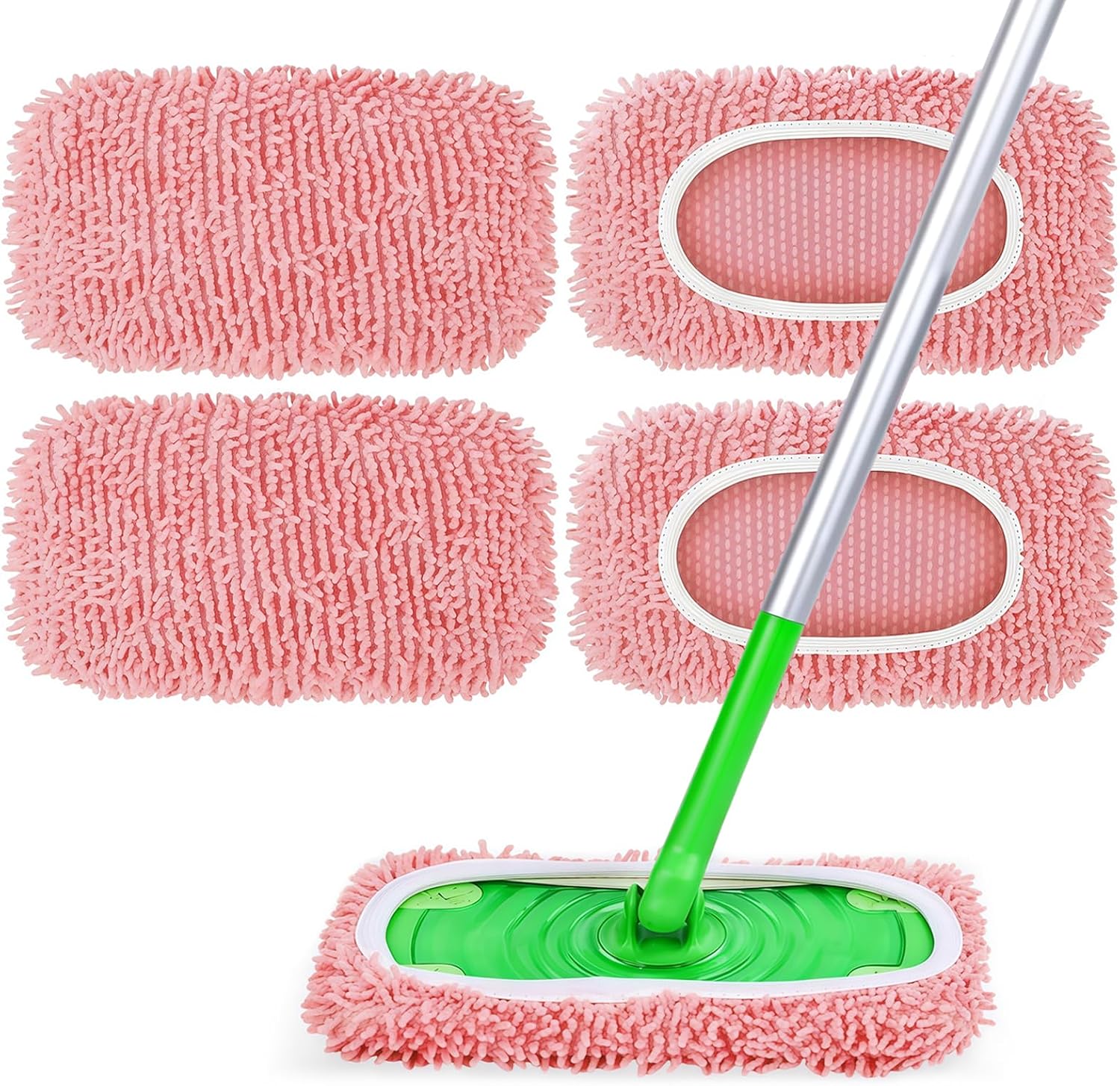 4-teiliges Set Wiederverwendbarer Wischtücher, Mikrofaser-wischmoppbezug, Nass- Und Trockenwischtuch, Ersatztücher Für Den Swiffer-wischmopp Zur Reinigung Von Hartböden Und Parkett