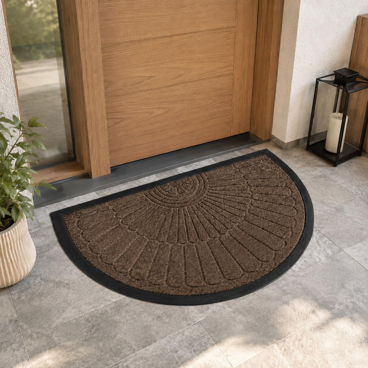 Halbrunde Fußmatte, Waschbar, 50 X 80 Cm, Für Drinnen Und Draußen, Für Flur, Terrasse, Hintertür