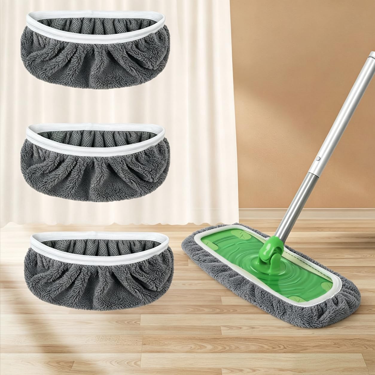 Wiederverwendbare Mikrofaser-reinigungspads, 3 Waschbare Mikrofaser-ersatzmopptücher Für Nass- Und Trockenreinigung, Mopppads Geeignet Für Alle Bodenarten