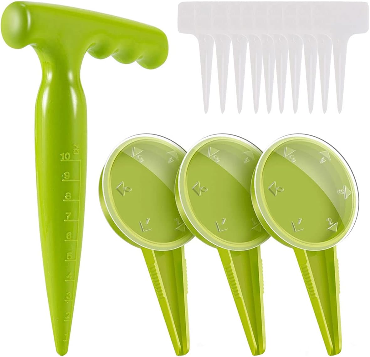 14-teiliges Saatgutspender-set, Verstellbarer Hand-saatgutspender Mit Pflanzenetiketten, Anzuchtplättchen Für Garten Und Gewächshaus