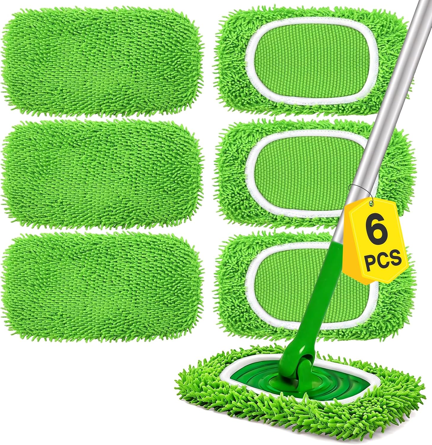6-teiliges Set Wiederverwendbarer Trocknertücher, Wiederverwendbar Und Waschbar, Kompatibel Mit Dem Swiffer Bodenwischer-set – Ideal Für Die Reinigung Von Hartböden Und Parkett