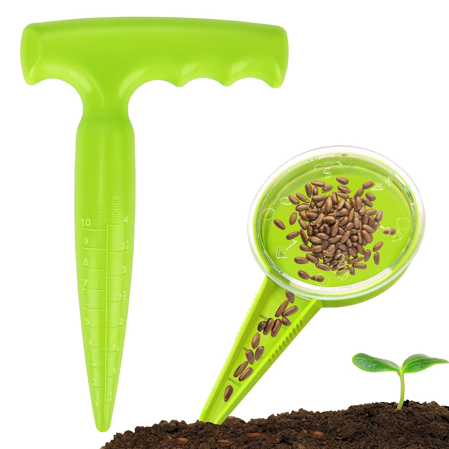 Blumenzwiebelpflanzer Mit Messskala, Gartenwerkzeug Zum Pflanzen Von Samen Und Blumenzwiebeln, Pflanzwerkzeug Für Gartenliebhaber, Hellgrün
