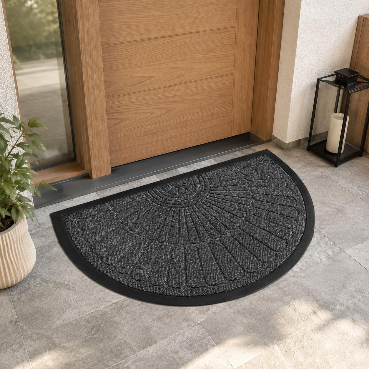 Hochwertige, Halbrunde Fußmatte – Wetterfest – Rutschfest – 80 X 50 Cm – Waschbare, Robuste Und Robuste Outdoor-fußmatte
