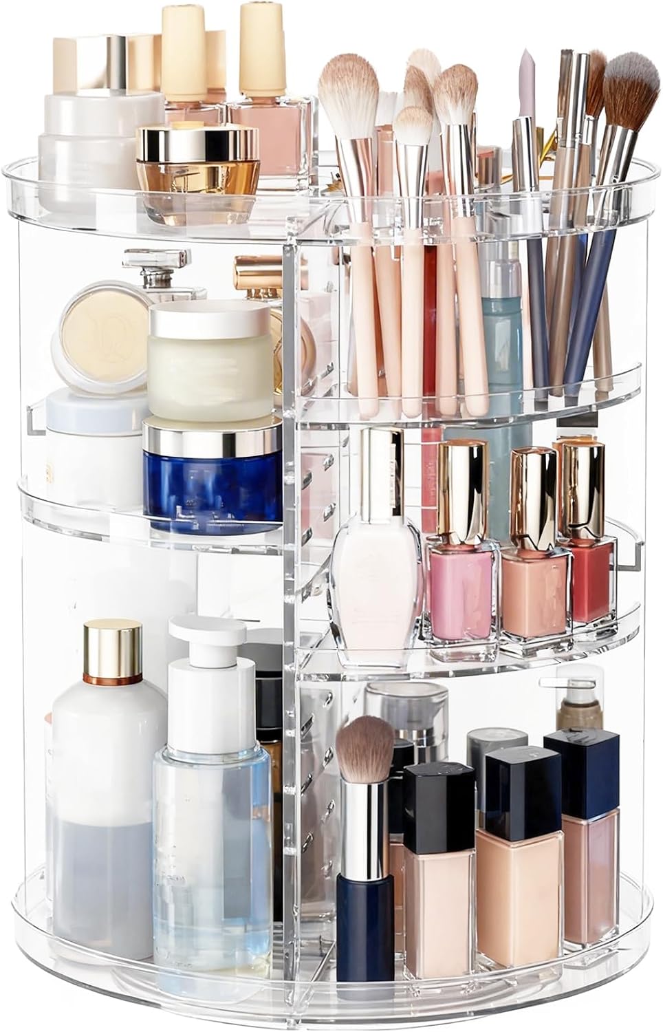 Transparenter Make-up-organizer Mit 360°-drehung, Großem Fassungsvermögen, Verstellbaren Und Herausnehmbaren Ebenen, Kosmetikaufbewahrung Für Schminktisch, Schlafzimmer Und Badezimmer