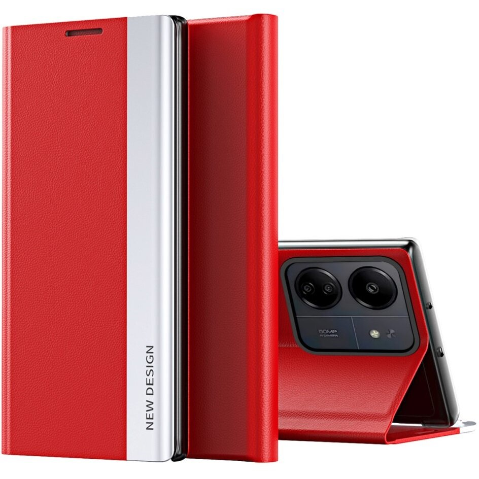 Klapphülle Für Xiaomi Redmi 13c / Poco C65, Seitlich Magnetisch, Rot