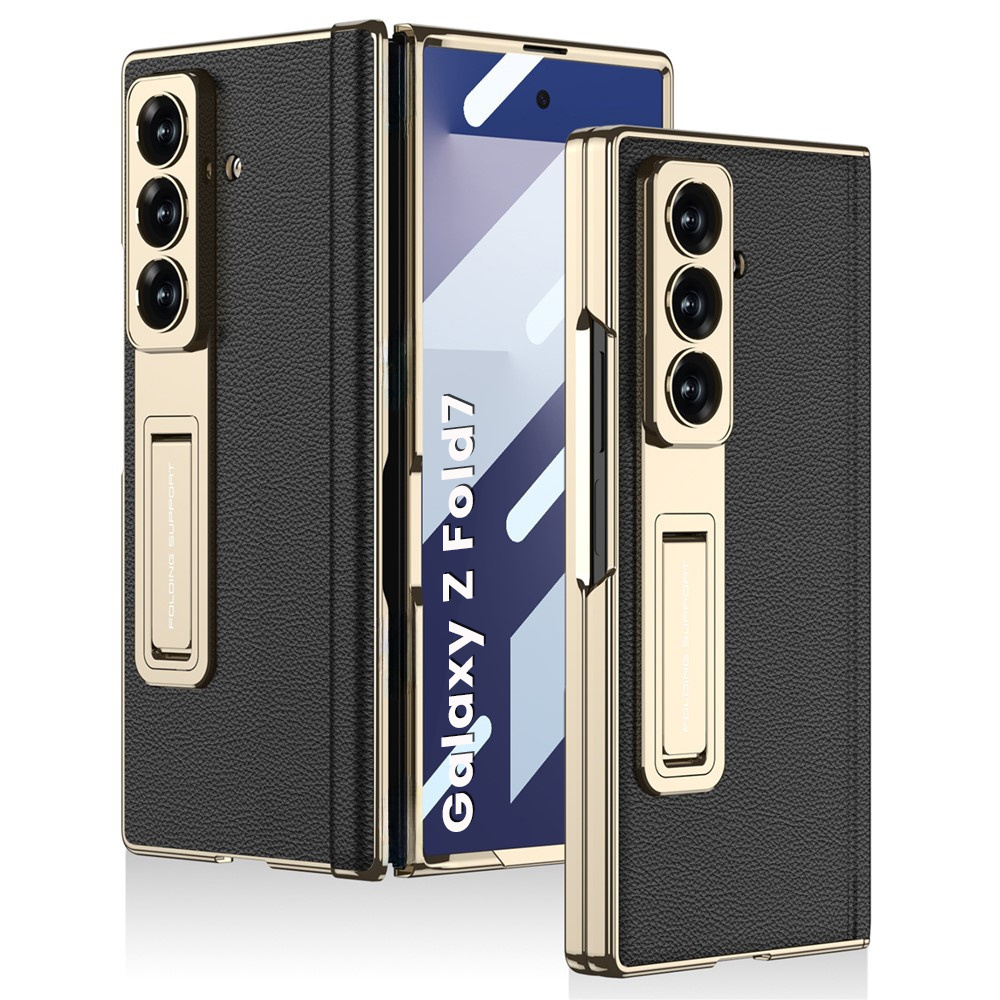 Gkk Schutzhülle Für Samsung Galaxy Z Fold7 5g Mit Glas Und Ständer – Schwarz Und Gold