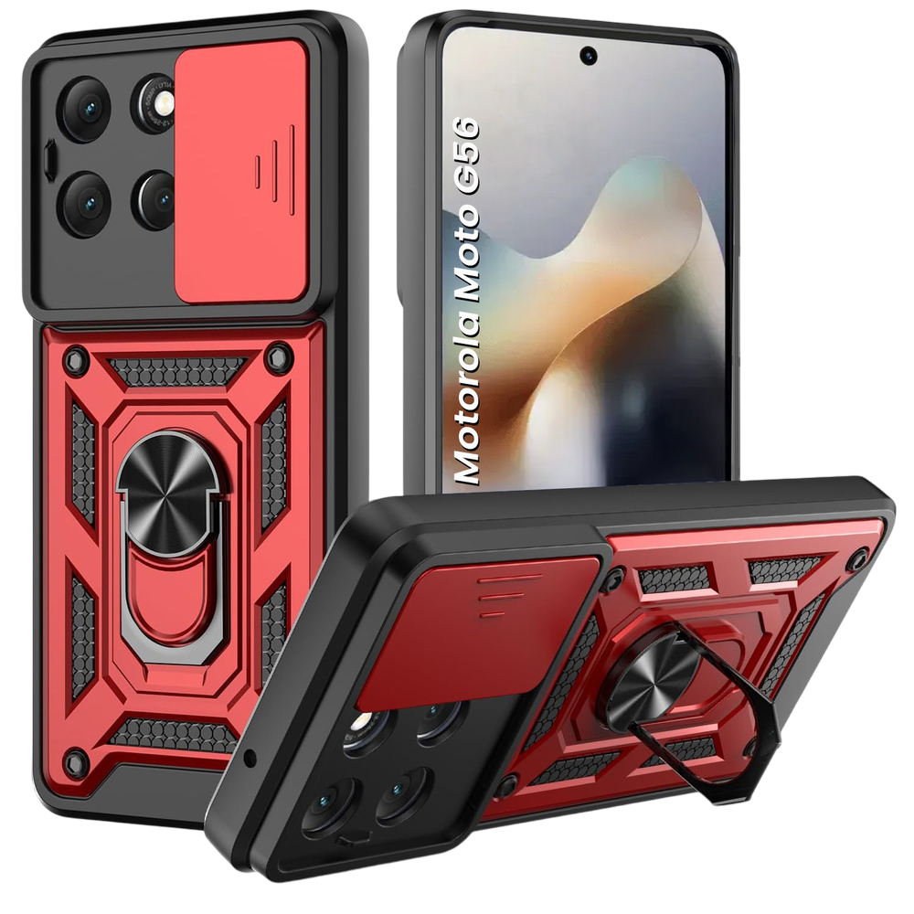 Gepanzerte Schutzhülle Für Motorola Moto G56 5g, Camshield Slide, Rot