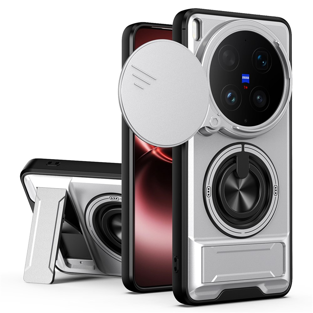 Gepanzerte Schutzhülle Für Vivo X300 Ultra, Ringhalter, Mit Kameraabdeckung, Silber