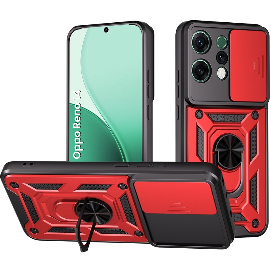 Gepanzertes Gehäuse Für Oppo Reno 14, Camshield Slide, Rot