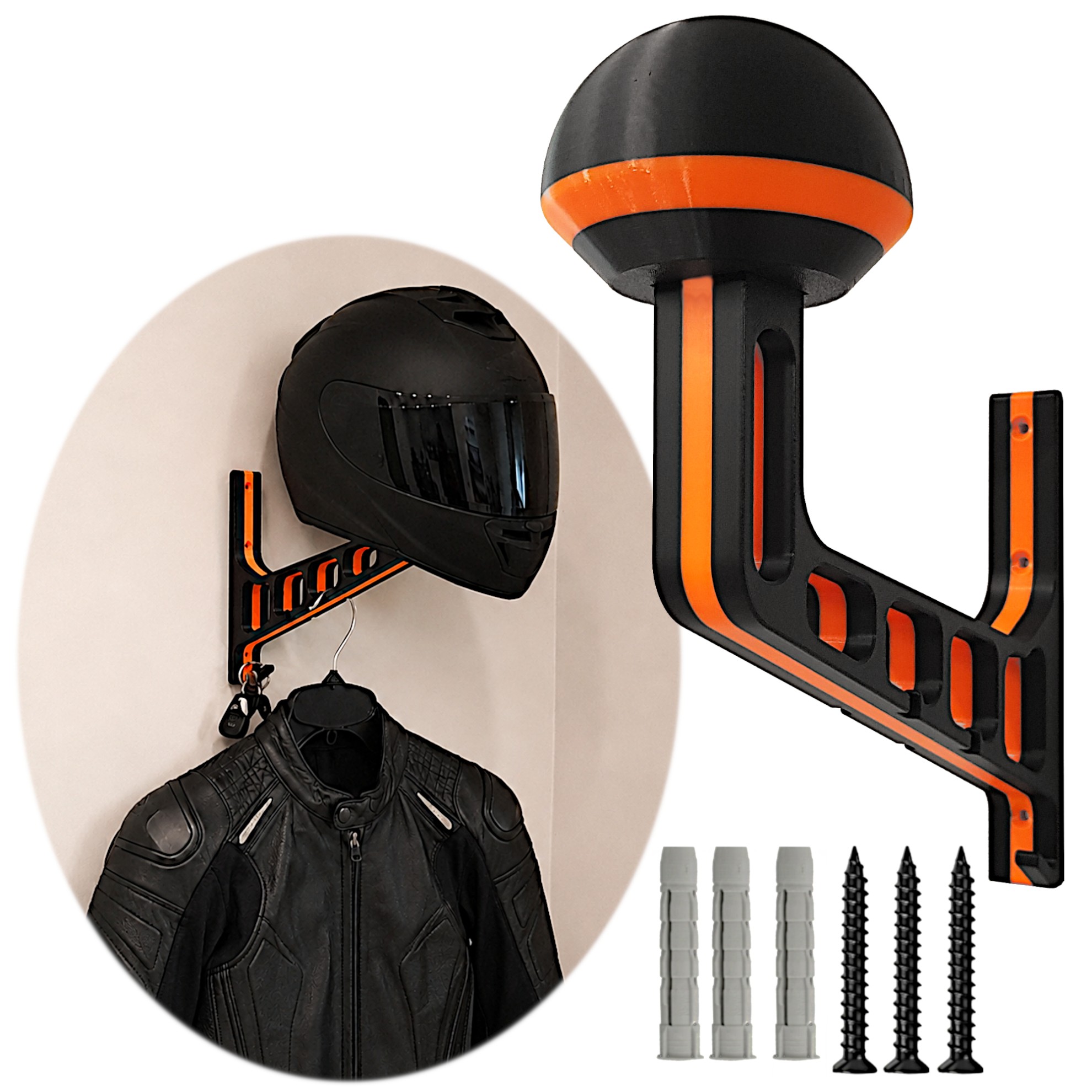 V1 Motorradhelm-hakenhalterung Schwarz Und Orange