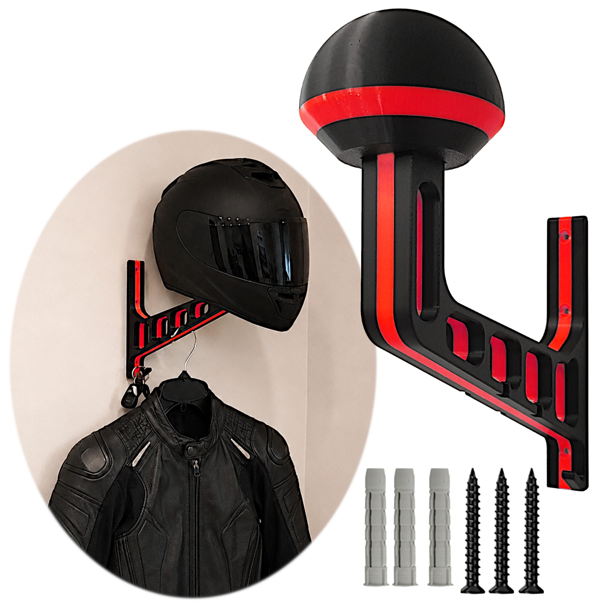 V1 Motorradhelm-hakenhalterung Schwarz Und Rot